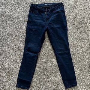 Dark wash mid rise rockstar skinny jeans